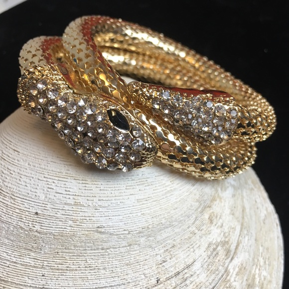 Egyptian snake wrap bracelet w/ rhinestone - Picture 6 of 14